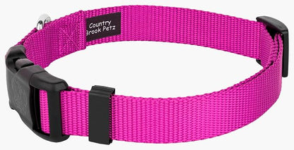 Country Brook Petz - Everyday Nylon Dog Collar and Leash - 10+ Cool Colors (3/4 Inch, Medium, Fuchsia)