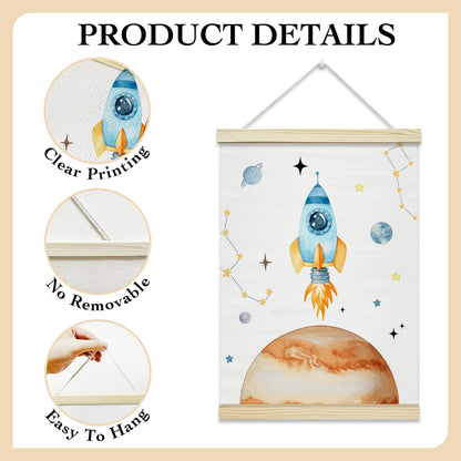 rizotus Solar System Plants Poster Hanger Frame Set of 2, Space Wall Art Posters for Kids Room, Hanger Frame for Boys Bedroom Classroom Toddler Nursery Playroom Wall Decor, 12x16 Inch -B02
