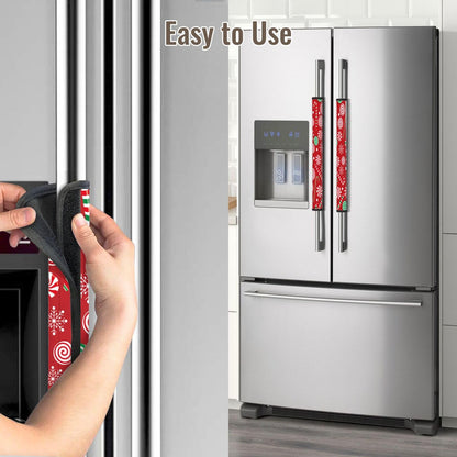 Cotsena Candy Canes and Lollipops Refrigerator Door Handle Covers Set of 2 Washable Kitchen Appliance Handle Covers Protector for Fridge Microwave Stove Oven Dishwasher