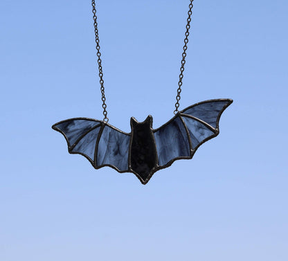 HAOSUM Bat Stained Glass Window Hanging Suncatcher for Window,Halloween Bat Decoration 7.1×3.0 inch…