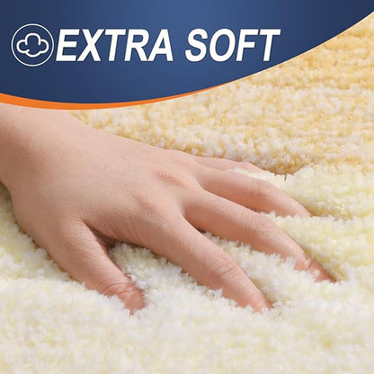 OLANLY Bathroom Rugs Mat, Extra Soft Absorbent Microfiber Bath Rugs, Rubber Backing, Quick Dry, Machine Washable Bath Mats for Bathroom Floor, Tub and Shower, Home Decor Accessories,47x17,Light Yellow