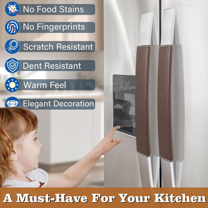 Rikzor Refrigerator Handle Covers, 6 PCS, Adjustable Appliance Handle Covers, Keep Your Kitchen Clean, Microwave Oven Stove Dishwasher Handle Protector, Non Slip Fridge Handle Cover (Dark Brown)