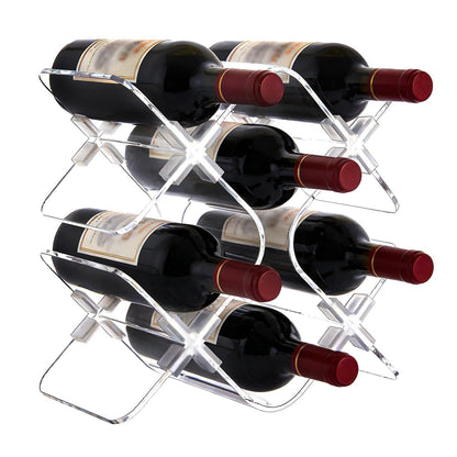 EVERBBKING Acrylic 6 Bottle Countertop Wine Rack, Clear Freestanding Tabletop Wine Holder, Modern Space-Saving Wine Storage Organizer for Kitchen Bar Pantry