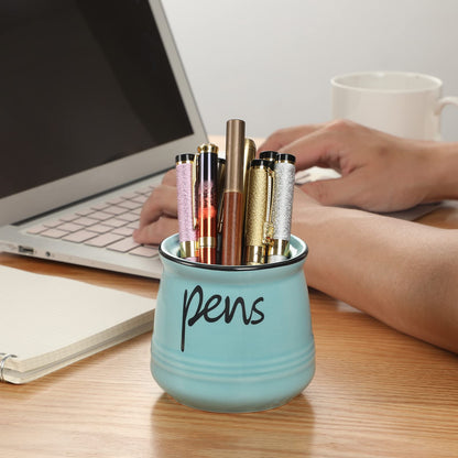 ONTUBE Porcelain Pens Holder Stand,Ceramic Pencils Holder (Turquoise)