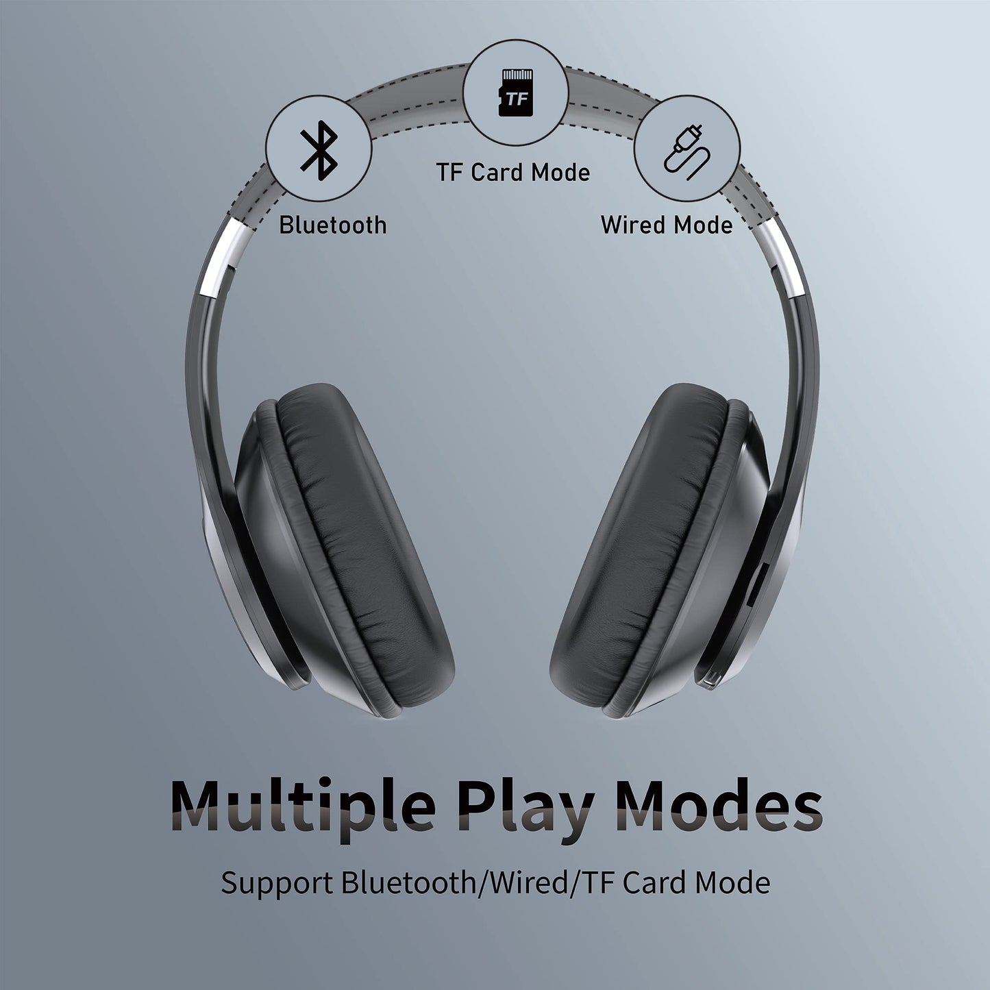 EAORUL Headphones Wireless Bluetooth with Mic, Wireless Headphones Over Ear with Hi-Fi Audio Deep Bass,3.5MM Cable,Soft-Earpads (NO ANC)
