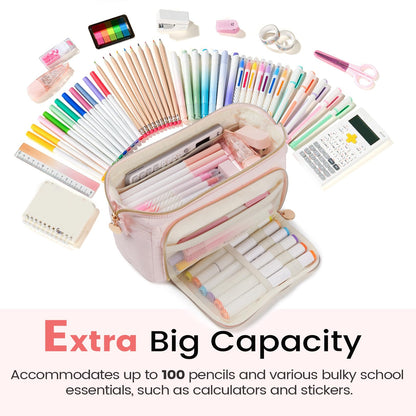 Sooez Large Pencil Case Pouch, Soft Pencil Bag with Zipper, Pen Bag Wide Opening, School Supplies Cute Pencil Case for Girls Boy Men Women, Soft Purple