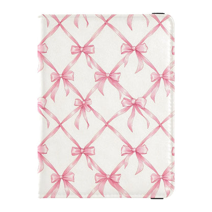 zyrtty Passport Holder, Pink Bow Plaid Pattern Passport Cover Travel Wallet with Credit Card Slots Rfid Wallet Waterproof Documents Organizer Women Men