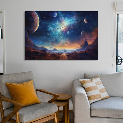 JHXNJDPOST Solar System Astronaut Poster Space Canvas Wall Art Aesthetic Decorative Painting Living Room Restaurants, Pool Halls And HotelsA 12x18inch(30x45cm)