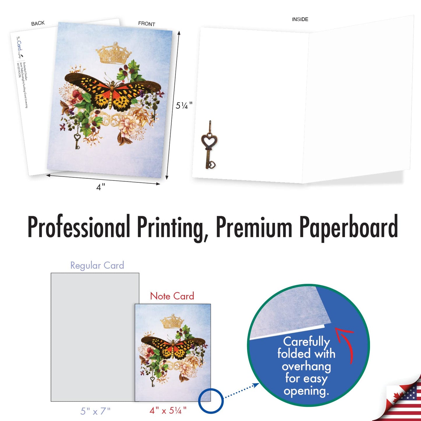 The Best Card Company - 20 Assorted Blank Notes Boxed Set 4 x 5.12 Inch with Envelopes (20 Designs, 1 Each) - Enchanted Garden AM10219OCB-B1x20