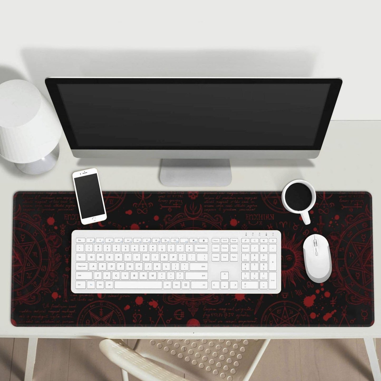 Mysterious Gothic Gaming Mouse Pad Large Extended Desk Mat Non-Slip Rubber Base Keyboard Pad with Stitched Edges for Office Gaming 31.5x11.8 in