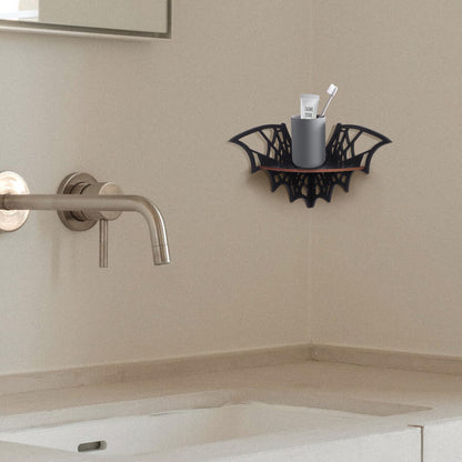 Zerodeko 2 PCS Crystal Shelf Display: Bat Shaped Corner Shelves Wooden Wall Corner Shelf Wall Floating Shelf Gothic Spooky Art Decoration for Home Bedroom Kitchen