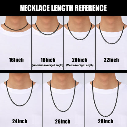 Fiusem 3.5mm Black Chain for Men, Black Cuban Link Chain Necklace for Men and Women, Stainless Steel Cuban Necklace 20 Inch