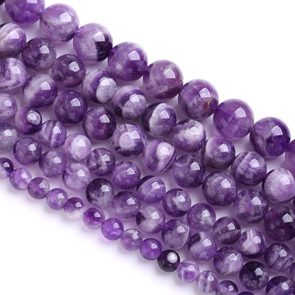 90PCS 8MM Purple Amethyst Dream Lace Beads Natural Quartz Crystal Stone Loose Beads for Jewelry Making DIY Bracelet Grade A+