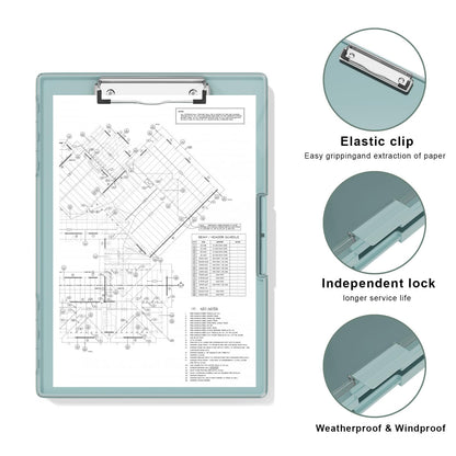 Hongri Clipboard with Storage, Green 8.5 x 11 Folder Nursing Side Opening, Heavy Duty with Dual Compartment, Smooth Writing for Teachers, Classroom, Size 13.3 x 9.4 x 1.5 in, Office & School Supplies