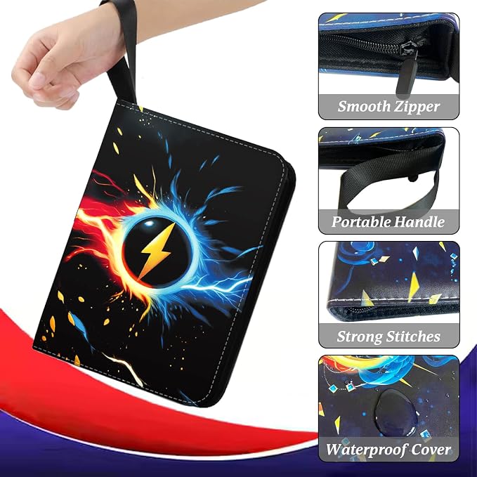 Trading Card Binder 9-Pocket, 900 Pockets Collectible Trading Card Album with 50 Removable Double-Sided Pages for MTG, TCG Game Cards and Sports Cards Storage - Black