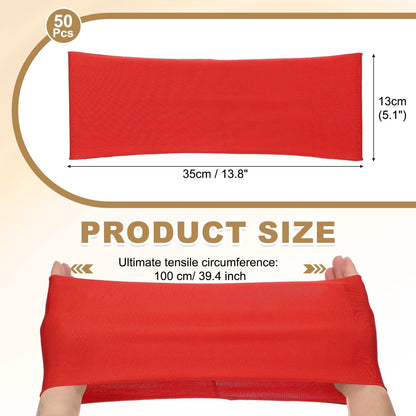 PATIKIL Premium Spandex Chair Sashes Bows, 50 Pcs Elastic Stretch Chair Cover Band Ties with Slider Buckle for Birthday Party Banquet Wedding Decoration, Bright Red