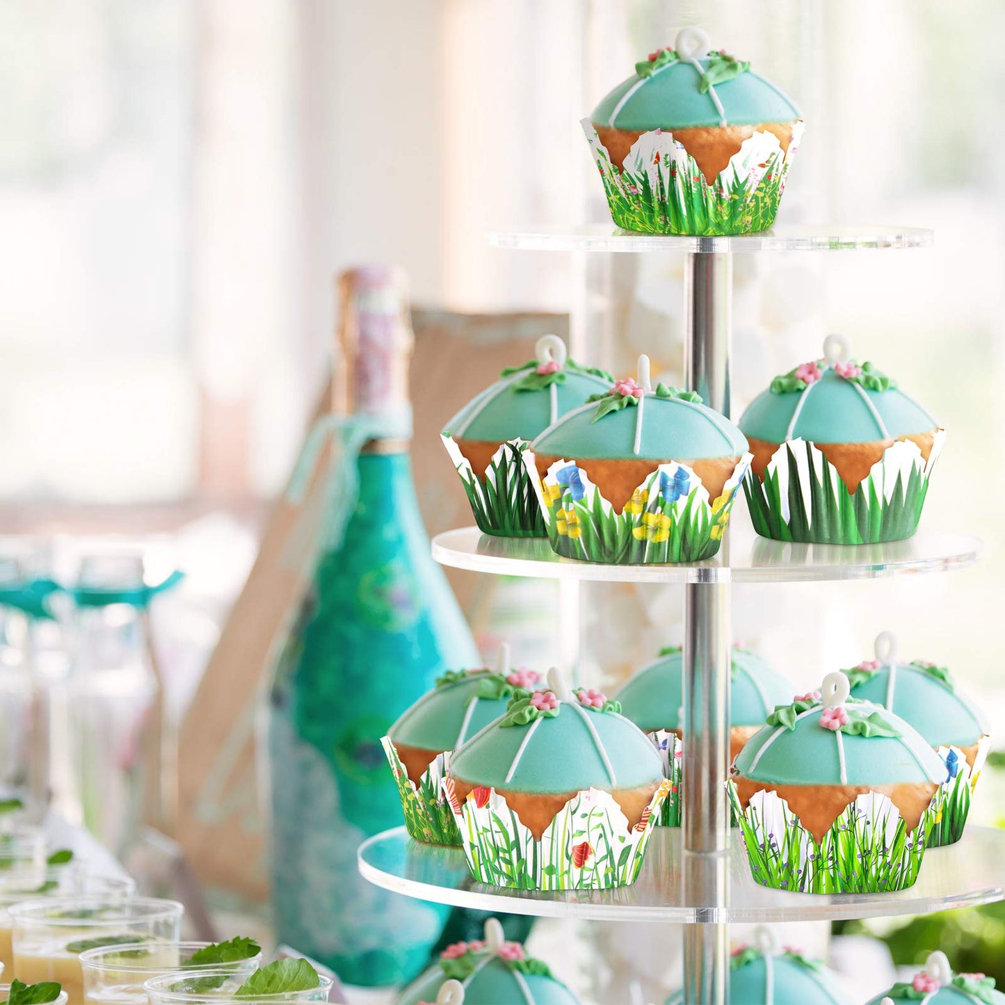 Patelai 240 Pcs Flower Petal Cupcake Liners 6 Styles Disposable Summer Floral Dessert Baking Cups Wildflower Grass Paper Muffin Wrappers Decor for Bridal Baby Shower Wedding Birthday Party Supplies