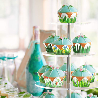 Patelai 240 Pcs Flower Petal Cupcake Liners 6 Styles Disposable Summer Floral Dessert Baking Cups Wildflower Grass Paper Muffin Wrappers Decor for Bridal Baby Shower Wedding Birthday Party Supplies