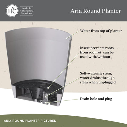The HC Companies Aria Round Self-Watering Pot - Lightweight Plastic Planter for Herbs & More - Durable Plant Pots for Indoor Plants & Outdoor Plants (6" Glossy Avocado, Pack of 1)