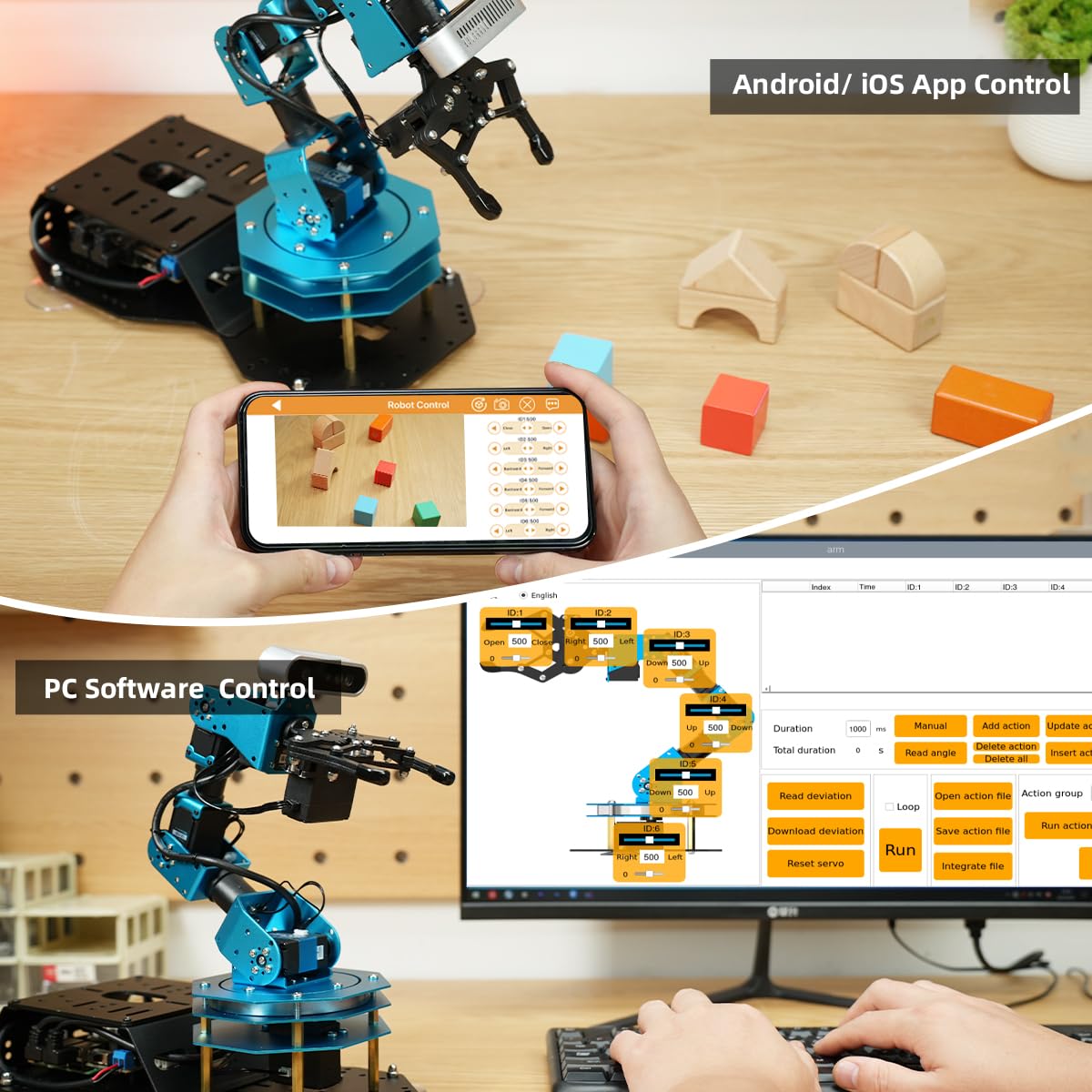 ArmPi Ultra Robotic Arm with ROS2 ChatGPT Large AI Models Embodied Intelligence, Hiwonder 6DOF Programming Robot Arm ROS Education AI Vision Voice Scene Understanding, Advanced Kit without RaspberryPi