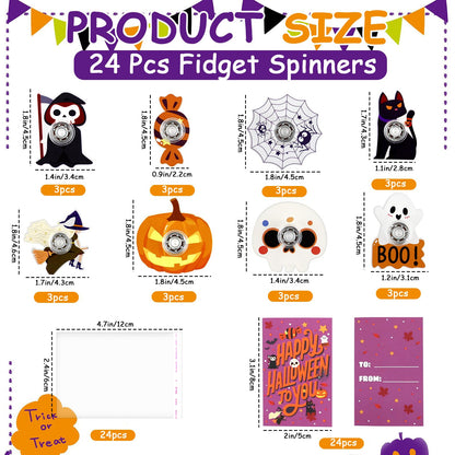 ERTIUANIO 24 Pcs Halloween Fidget Spinner Bulk for Teens Adults, Halloween Trick Or Treat Goodie Bag Stuffers, Halloween Party Favors Supplies Classroom Prizes Giveaways Gifts for Boys Girls