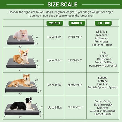 Vonabem Outdoor Waterproof Dog Bed Washable, Small Crate Pad 24 inch, Cooling Wipeable Puppy Beds with Removable Cover Reversible, Foam Leather Durable Anti-Slip Kennel Pads 23"x17" Grey