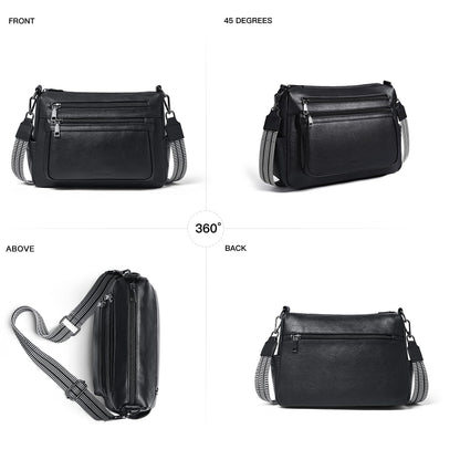 Bluome Crossbody Bag Purses For Women Vegan Leather Shoulder Hobo Purse Handbags Trendy Travel Black