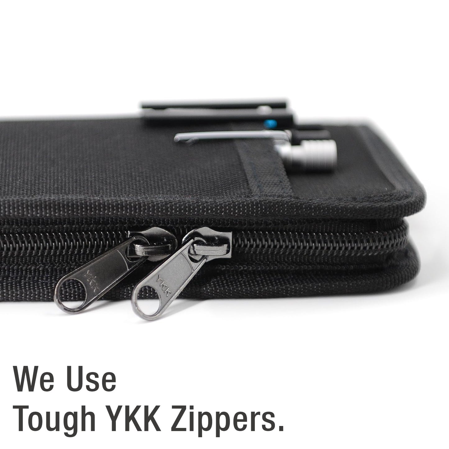 Krozur Journal Cover for 3.5”x5.5” Field Notes & Moleskine Cahier, YKK Zippers, Pocket Notebook Cover with Pen Holder, 3.5” x 5.5” Field Journal Planner Sketchbook Cover, Water Resistant, Black