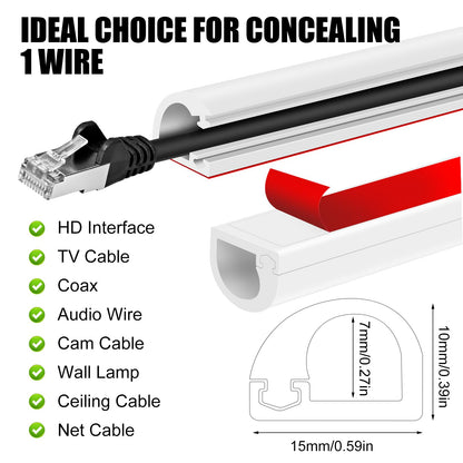 Self-Adhesive Cable Hider, Flexible Wire Cover Cable Raceway for Wires, Wall Mount TV, Home Audio, Network, Power, and Phone Line Managemen (Gray, 118inch)