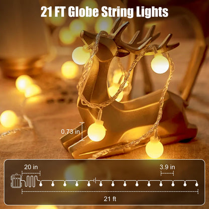 Minetom 2 Pack Globe String Lights Battery Operated, Totally 120 LED Fairy Lights with Remote, Waterproof for Indoor Outdoor Bedroom Classroom Dorm Camping Canopy Wedding Xmas Decor, Warm White