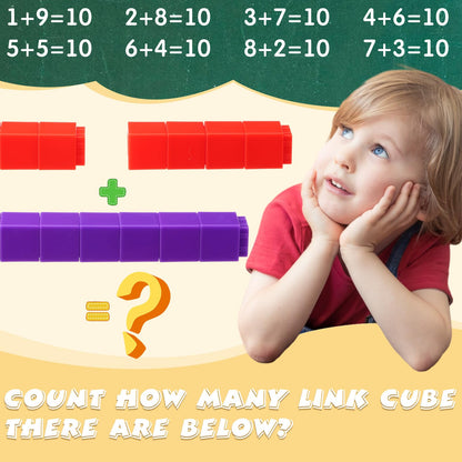 Jenaai 500 Pcs Math Learning Linking Cube with Storage Container Counting Cubes, Colorful Plastic Counting Blocks, Manipulatives Classroom Learning Supplies for Educational(Yellow)
