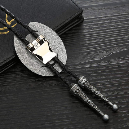 HUABOLA CALYN Vintage Bolo Tie for Men- Initial Letter ABCDMJR to Z Western Cowboy Bolo Tie for Women (J)