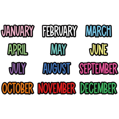 LemonSecret 12 Pcs Magnetic Monthly Headliners Months of The Year Bulletin Board Set whiteboard Calendar Month Headers for Classroom Decoration (Chalkboard)