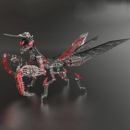 Metalkitor 3D Metal Puzzles for Adults, Giant Mantis Model Kit - Steampunk DIY Ornament - Assembly Jigsaw Crafts Brain Teaser - Perfect Room Decor and Gift Choice(1200+PCS, Black Red) (Black Red)