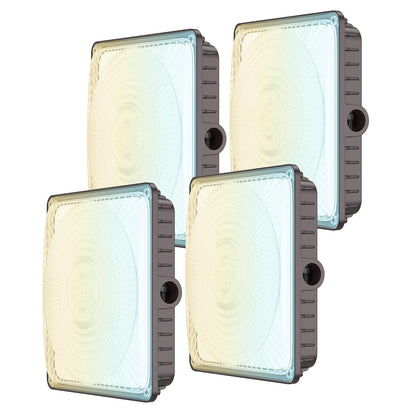 Glitgate LED Canopy Lights 4Pack - 100W/80W/60W 3-Wattage Adjustable, 5000/4000K/3000K 3-CCT Selectable Commercial Outdoor Canopy Light, IP65 Waterproof Ceiling Light Fixture for Warehouse