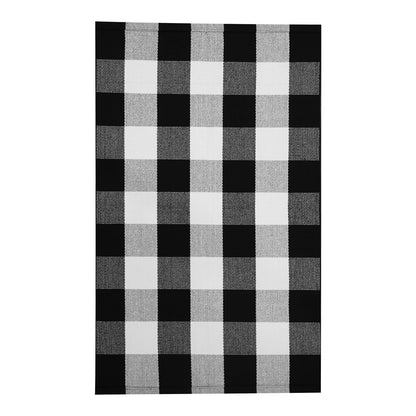 IOHOUZE Cotton Buffalo Plaid Check Rug Outdoor Doormat 27.5 x 43 Inches Washable Woven Outdoor Indoor Welcome Mats for Front Door/Farmhouse/Entryway/Home Entrance black and White Outdoor Rug