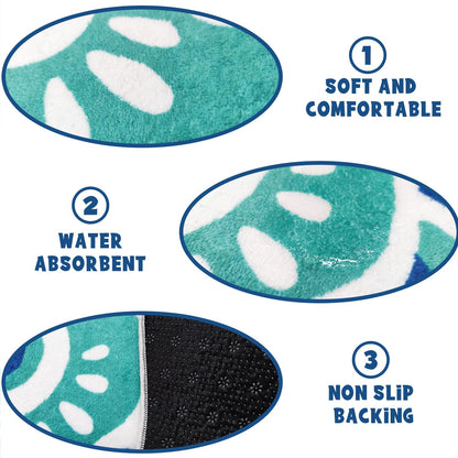 Kitcmat Cute Fish Bath Mat Non-Slip Absorbent Bathroom Rug in Japanese Koi Flag Shape Funky Soft Washable Bath Mat for Bathroom, Shower, Room 17.7"x33.5", Cyan