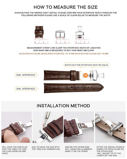 BINLUN Stainless Steel Deployment Clasp Replacement Watch Clasp Buckle for Leather Watch Bands Straps in Gold,Rose Gold,Silver,Black(12mm,14mm,16mm,18mm,20mm,22mm)