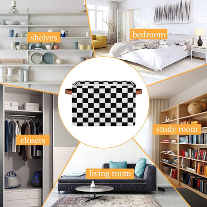 Ackutea Nursery Decor Storage Bins - Checkered Large Collapsible Rectangle Shelf Closet Organizer Baskets for Kids Dirty Clothes, Bedroom,Bathroom,Toy Bin,Gift Basket
