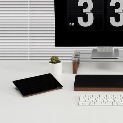 Black Glass Desk Whiteboard with Reversible Wood Stand, Small Portable Desktop Dry Erase White Board, Reusable Desk Notepad Easel 6.7"x9.5" for Office, Home, Kitchen, Marker&Eraser Included, Yeoux