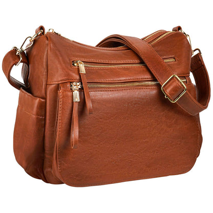 KOGTLA Medium Crossbody Purses for Women, Ladies Roomy Shoulder Bags, Multi Pockets Hobo Handbags Brown