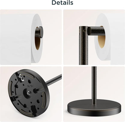 FORIOUS Toilet Paper Holder Stand, Modern Freestanding Tissue Roll Holder for Bathroom, Durable SUS 304 Stainless Steel and Weighted Base Toilet Paper Stand, Storage for 4 Rolls, Oil Rubbed Bronze