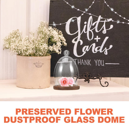 Abaodam Glass Display Dome Cloche with Wooden Base Glass Cloche Dome Display Showcase for Plants Dessert Cake Collectibles Figurine Flower Storage Christmas Party Favor Decoration