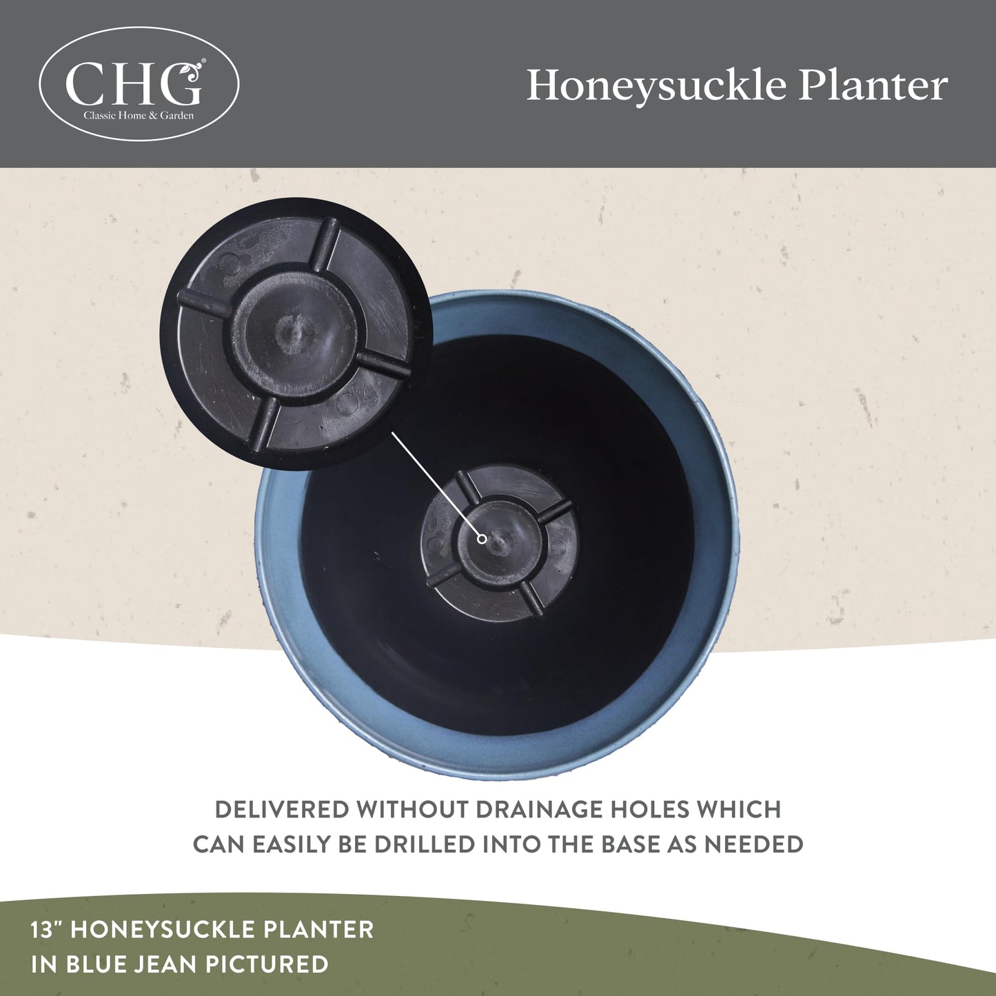 Classic Home and Garden Honeysuckle Resin Planters - Lightweight Indoor & Outdoor Plant Pots - UV-Resistant Plastic Flower Pots - Pot Planters for Flowers & Herbs (15" Tequila Sunrise)