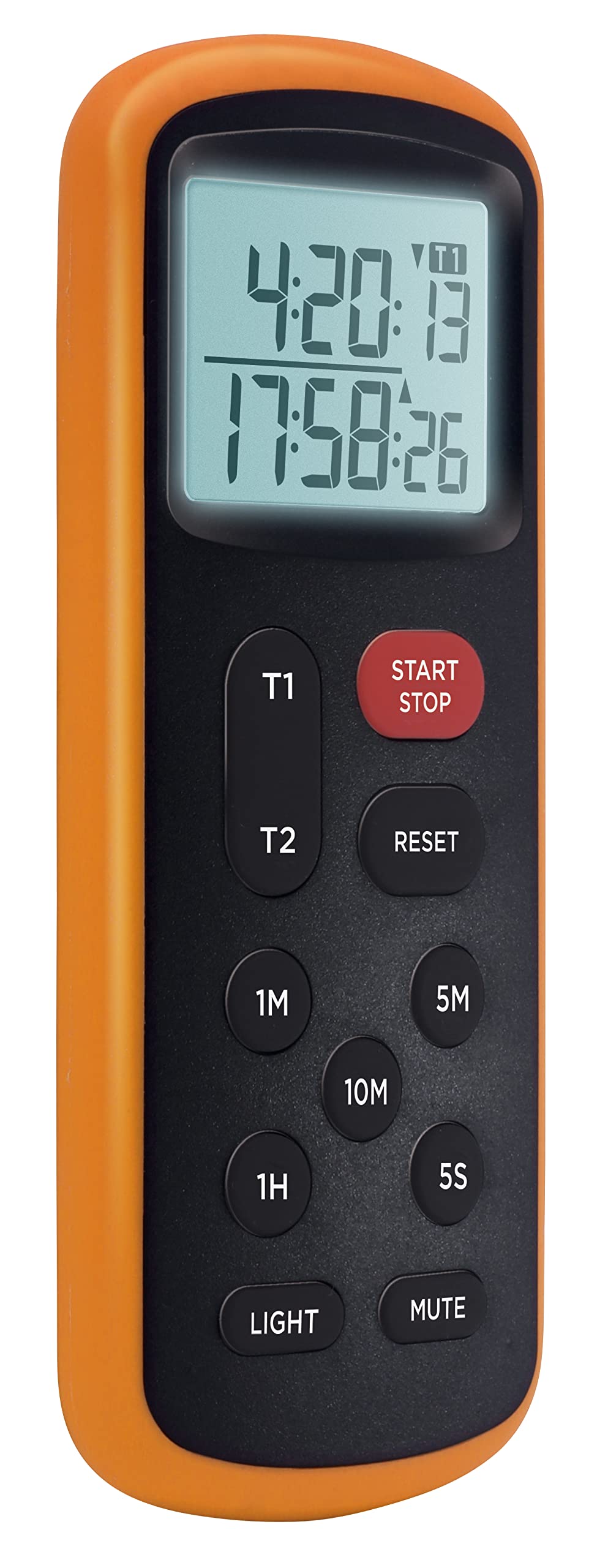Lavatools KT8 Digital Kitchen Dual Timer & Stopwatch, Backlight, Ultra Loud Alarm, Mute Function, Quick-Set Buttons, Hang Hole, Magnetic for Cooking and Classroom with Lanyard