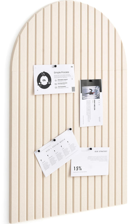 VIVELDA Large Felt Bulletin Board Arched 35" x 24" - Cork Board Alternative for Wall, 6 Felt Tiles with 32 Adhesive Tabs, Stylish Pin Board for Home Office, Bedroom & Classroom (Linen)