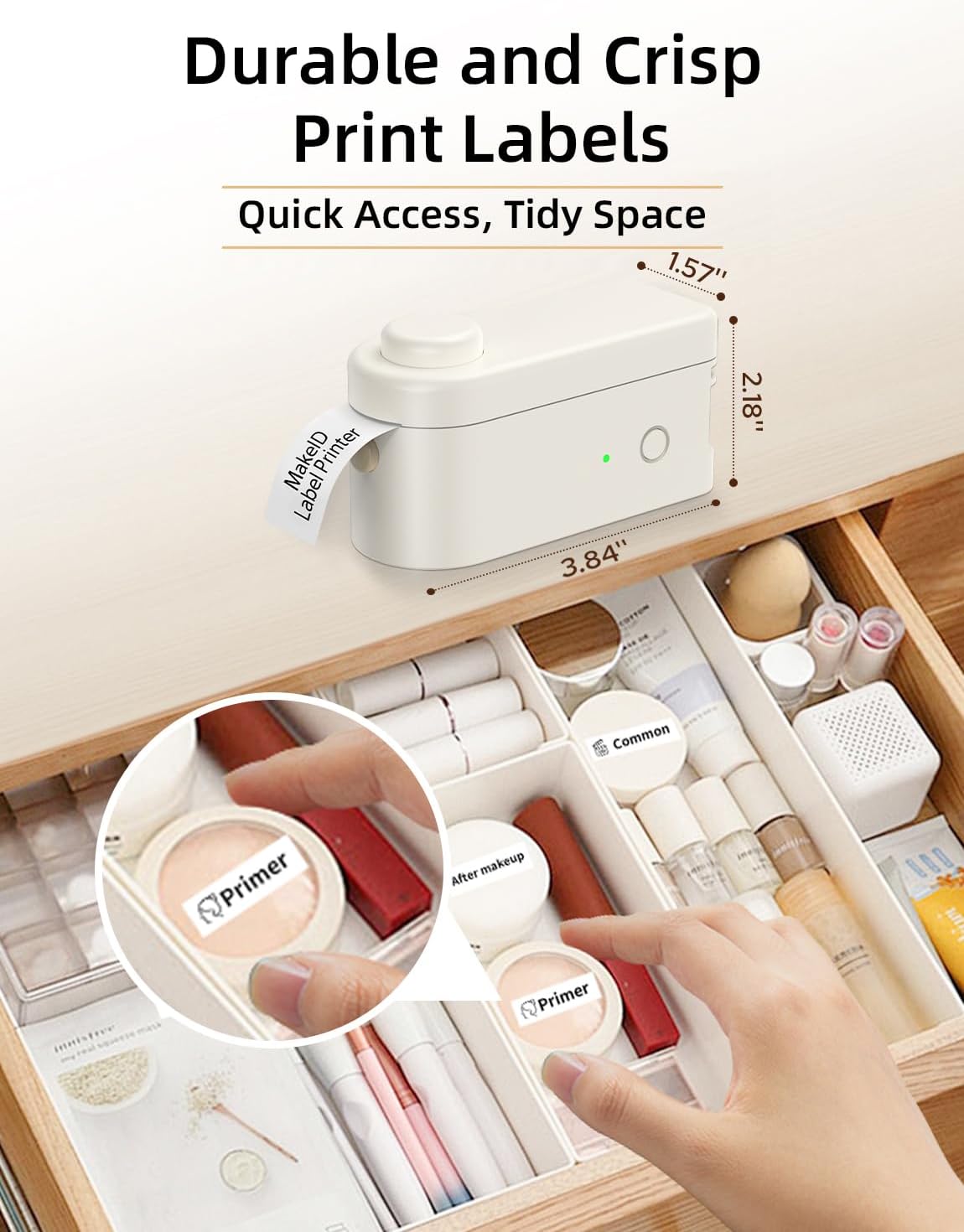 Makeid L1 Label Maker Machine with Tape Includes 3 Label Tapes - Portable & Rechargeable Label Makers Compatible with 9 12 16mm Tape - Mini Bluetooth Labeler for Organizing Office Home School