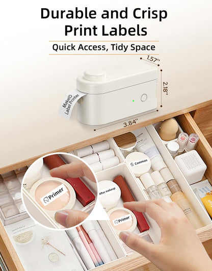 Makeid L1 Label Maker Machine with Tape Includes 3 Label Tapes - Portable & Rechargeable Label Makers Compatible with 9 12 16mm Tape - Mini Bluetooth Labeler for Organizing Office Home School