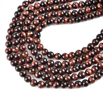 Genuine Red Tiger Eye Beads for Jewelry Making Gemstone Semi Precious Stone Round 8mm Strand 15"(46-48pcs)