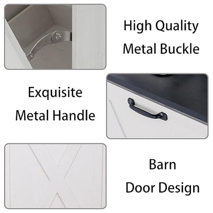 13 Gallons Tilt Out Trash Cabinet, Hidden Trash Can Cabinet Wooden Tilt Out Pet Proof Hidden Trash Bin Cabinet for Kitchen (Black and White)